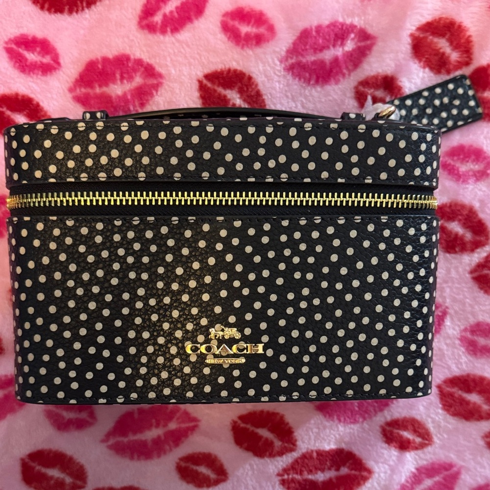 Coach Black and White Polka Dot Cosmetic Bag